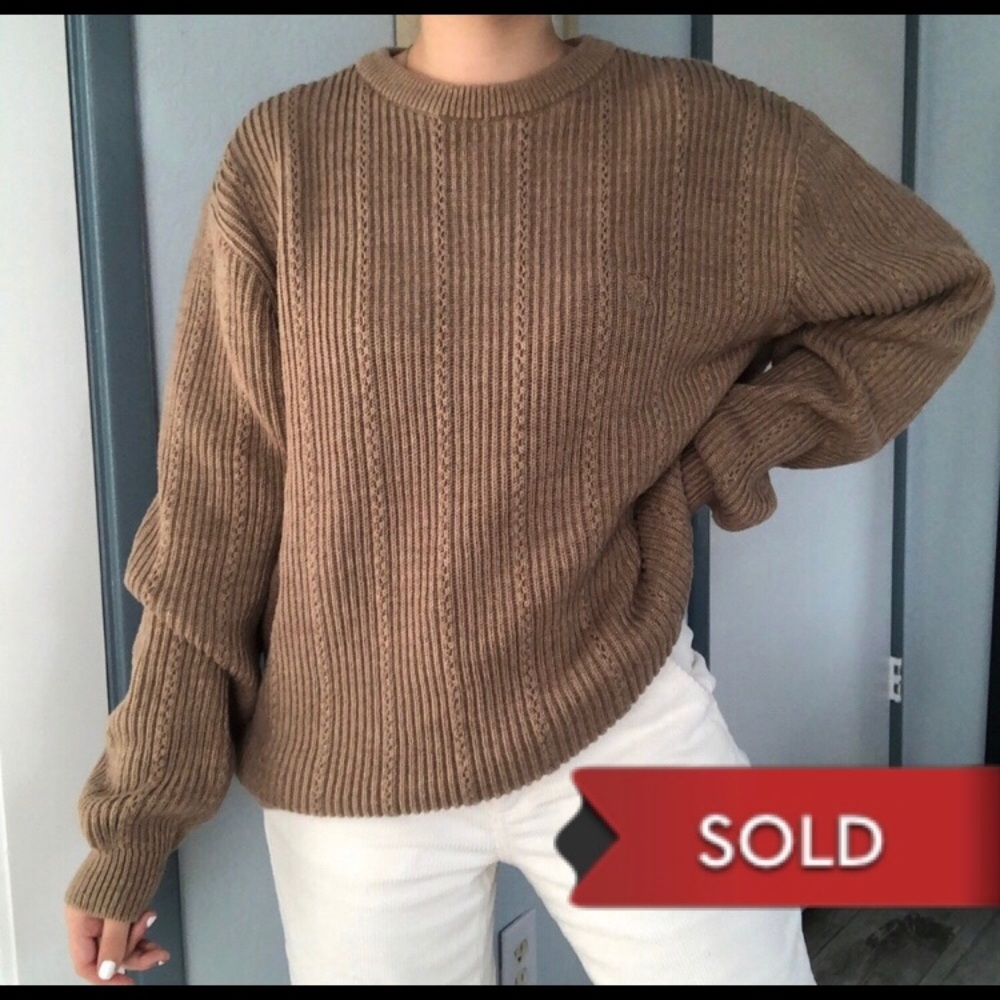 SOLD- Brown Chaps Ralph Lauren Cable Knit Sweater